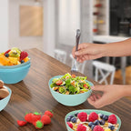 6.2'' Bamboo Fiber Cereal Bowls Set of 6, Soup Bowls 24 Oz for Serving Salad, Snack, Side Dishes, Colourful Oval Lightweight Bowls for Breakfast, Lunch and Dinner, Dishwasher&Freezer Safe (Turquoise)