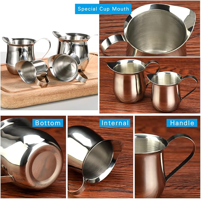 Rolin Roly 150ML Milk Frothing Pitcher Stainless Steel Small Bell-Shaped Creamer Coffee Jug for Barista Cappuccino Espresso Cups Latte Art Pitcher