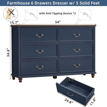Joaxswe Farmhouse 6 Drawers Dresser - Image 2