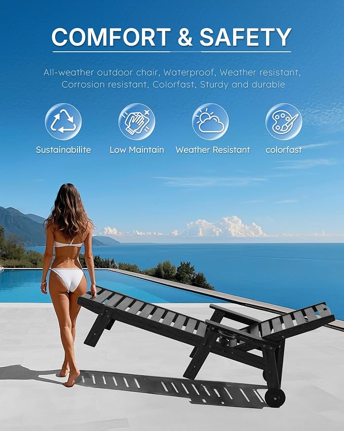 Patio Chaise Lounge Chair Set of 2, Oversize Lounge Chairs - Image 7