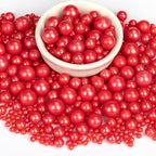 Twisweet Red Pearl Sprinkles for Cake Decorating, Edible Sugar Pearls for Baking, Mix Size, Cake Topper Cupcake Cookie Ice Cream Dessert Decorations, Valentines Birthday Christmas Supplies (130g/4.58oz)