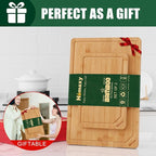 Homaxy Organic Bamboo Cutting Boards Set for Kitchen Set of 2, Wooden Cutting Board Set with Juice Groove and Handles, Charcuterie Serving Tray Wood Chopping Board Set for Meat Fruits & Vegetables