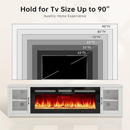 MXV 80" Fireplace TV Stand, Modern Entertainment Center - Image 7