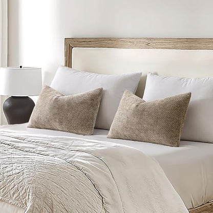 MIULEE Decorative Neutral Khaki Euro Sham Pillow Covers 24x24 Inch 2 Pack | - Image 3