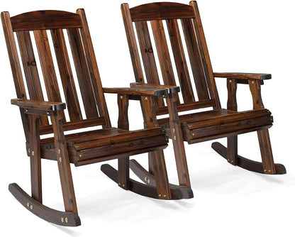 VINGLI Outdoor Rocking Chair, Heavy Duty 600 LBS Wooden Rocking Bench by VINGLI