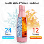Insulated Water Bottle, 2 Pack-12oz Stainless Steel Water Bottles with straw lid, Metal Sports Water Bottles for Boys,Girls, Double Wall Vacuum BPA-Free Flask for School,Sports (Pink-Green)