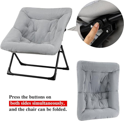Comfy Saucer Chair for Adults, Soft Faux Fur Bedroom Chair, Accent Dorm Chairs - Image 8