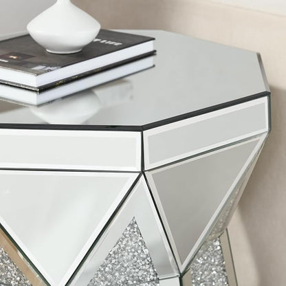 Drum End Table with Mirror Crystal, Modern Design Luxury Furniture, 20 inch - Image 7