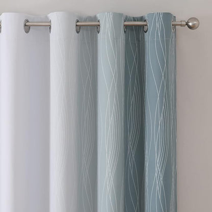 Stone Blue and Greyish White Blackout Curtains - Image 4