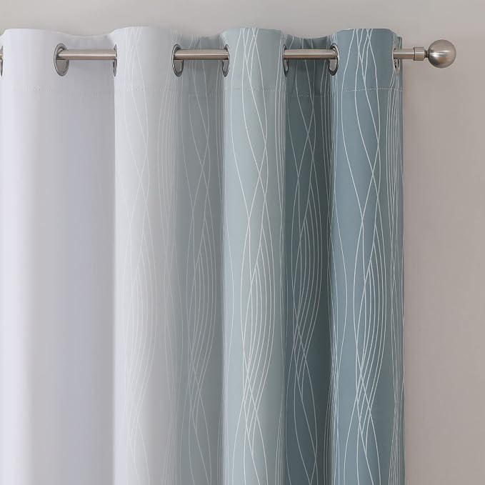 Stone Blue and Greyish White Blackout Curtains Living Room 108 Inches Long | - Image 4