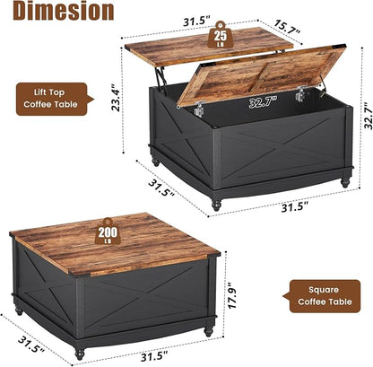 ALLSTAND 31.5" Lift Top Coffee Table - Image 2