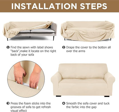 Peryiter 2 Pcs Sofa Covers Couch and Loveseat Covers Set Stretch Sofa Slipcover - Image 3