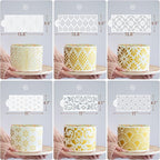 6PCS Cake Stencils Decorating Buttercream, for Cake Decorating, Floral Hollow Lace & Templates for Wedding & Birthday Decor (Style B)