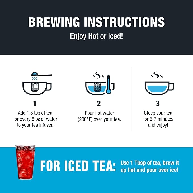 Tiesta Tea - Cranberry Hibiscus Rooibos Tea, Fireberry, Loose Leaf, Herbal Blend with Hibiscus, Cranberry, Currants, Rooibos, Enjoy Hot or Iced, 200 Cups in Resealable Pouch, 16 Ounce