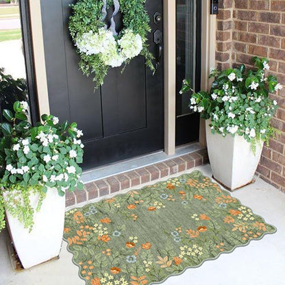 Front Door Mat Indoor Outside Entrance, 2x3 Sage Green Floral Rug | Non-Slip - Image 4