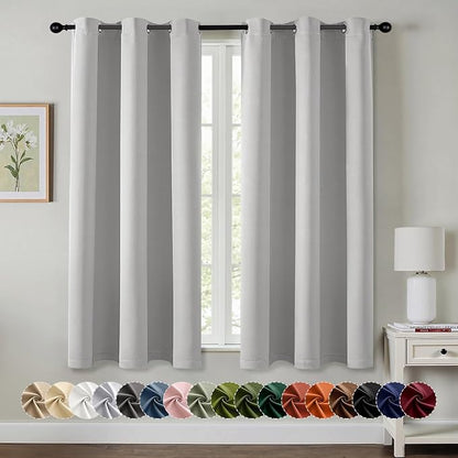 MIULEE Blackout Curtains for Bedroom 2 Panels 40 x 63 Inch Long Silver | by MIULEE