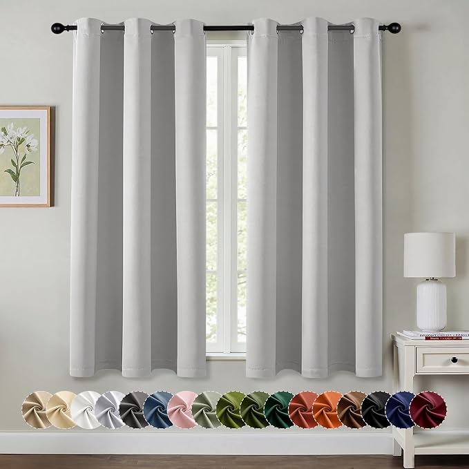 MIULEE Blackout Curtains for Bedroom 2 Panels 40 x 45 Inch Long Silver | by MIULEE