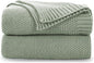 CozeCube Sage Green Seed Stitch Throw Blanket 60"x80", Farmhouse Decor | Blanket by CozeCube