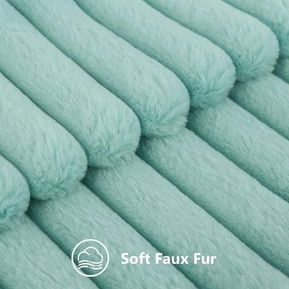 decorUhome Fall Faux Fur Throw Pillow Covers 26x26 Set of 2 Aqua | Decorative - Image 2
