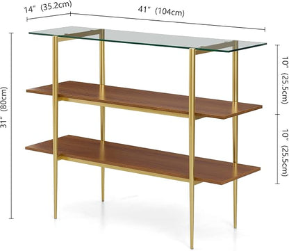LumFurn Glass Console Table for Living Room, Foyer & Entrance, H41 x W14 x - Image 2