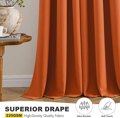 MIULEE Fall Blackout Curtains for Bedroom 2 Panels 40 x 54 Inch Long Orange | - Image 5