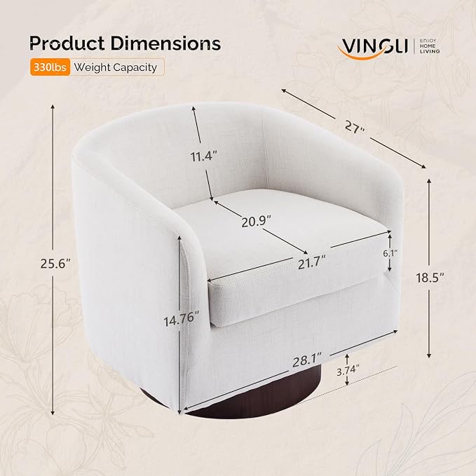 VINGLI 360°Swivel Accent Chair - Image 2