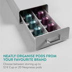 Navaris Coffee Pod Holder, Grey - Compact, Space Saving Coffee Capsule Storage Holders - Durable Espresso Organiser Station - Coffee Machine Drawer Ideal for Small Kitchens