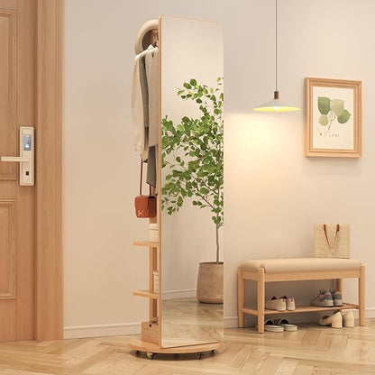 Muwuele Solid Wood Full Length Mirror Coat Rack, Floor Mirror by Muwuele