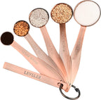 Copper Plated Measuring Cups and Spoons Set, 5 Stainless Steel Measuring Cups & 5 Metal Measuring Spoons Set with Leveler, US & Metric Kitchen Measure Cups & Spoons Set for Baking & Cooking