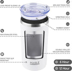 HASLE OUTFITTERS 12oz Skinny Tumbler Bulk, Slim Tumblers Set with Lid, Double Wall Stainless Steel Insulated Travel Coffee Mug, Durable Powder Coated Travel Water Cup(White, 12)