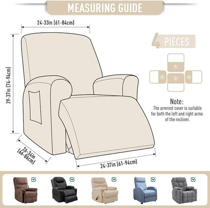 TAOCOCO Recliner Cover 4-Pieces, Recliner Stretch Sofa Slipcover, Recliner - Image 6