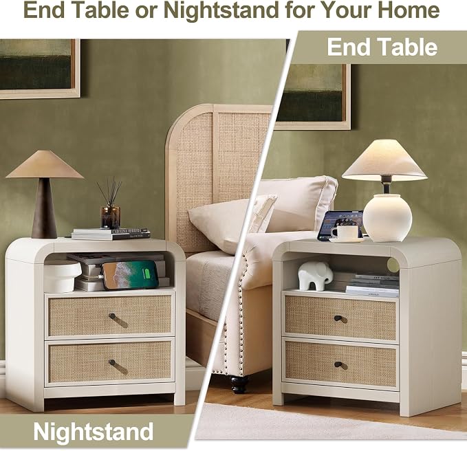 Oak&Sparrow Rattan Nightstand, 23.6'' Rattan End Table - Image 8