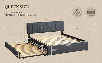 Queen Size Upholstered Platform Bed - Image 4