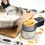 Magnetic Measuring Cups and Spoons Set Stainless Steel Stackable 7 Magnetic Metal Measuring Cup 8 Magnetic Measuring Spoon with Leveler for Dry Liquid Ingredient