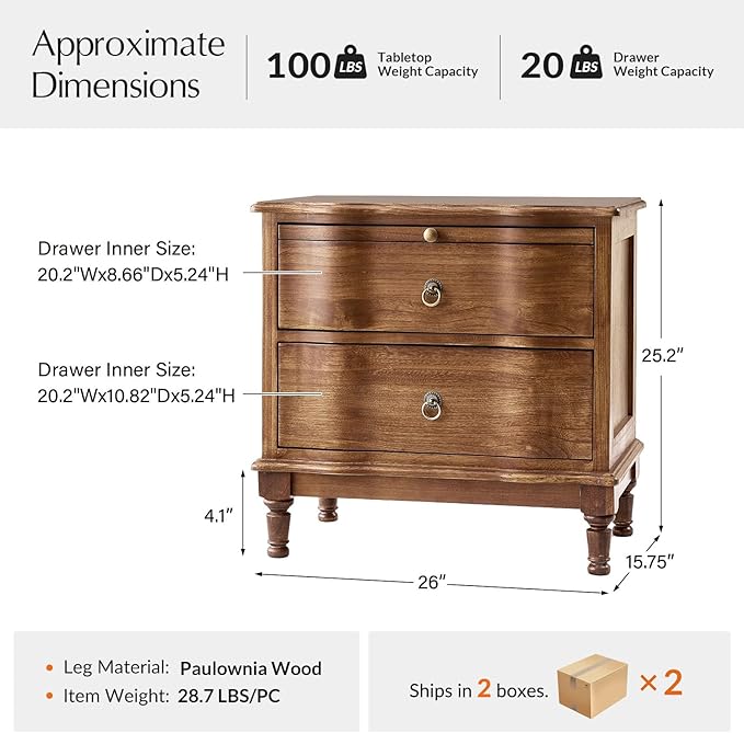 HULALA HOME Solid Wood Storage End Tables - Image 2