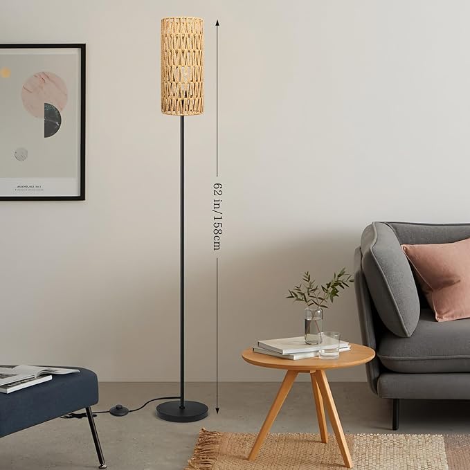 Ruiever Floor Lamp for Living Room, Farmhouse Rattan Floor lamp, Modern - Image 2