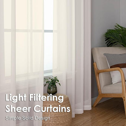 Cream Sheer Curtains 72 Inches Long 2 Panels - Image 7
