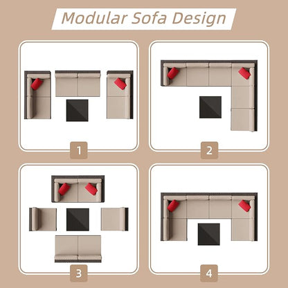 Shintenchi 7 Pieces Patio Furniture Sets Outdoor All-Weather Sectional Patio - Image 4