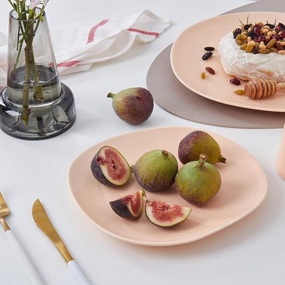 Stone lain Delilah Salad Plate 6-Piece Dish Set, Porcelain, Pastel Orange, 6 Salad Plates