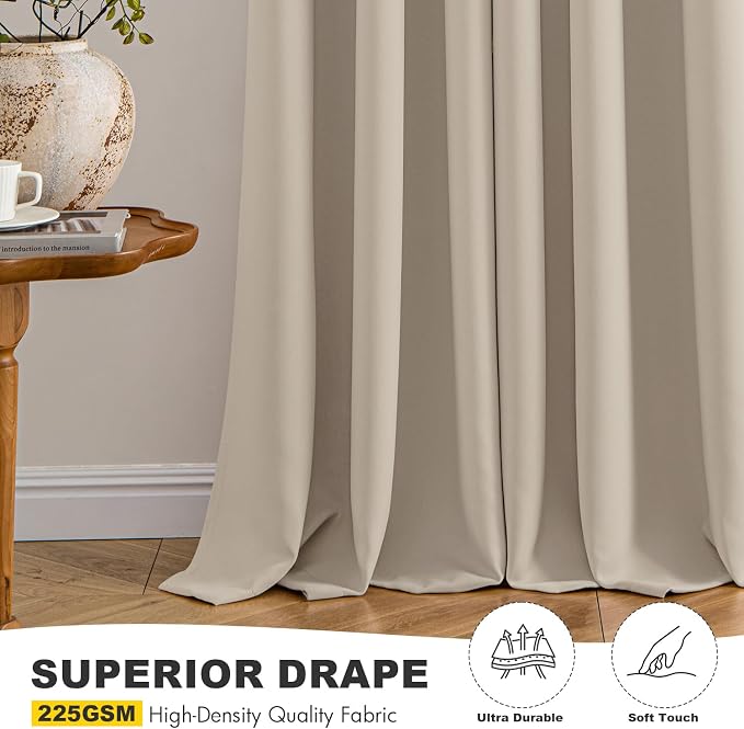 MIULEE Blackout Curtains for Bedroom 2 Panels 40 x 72 Inch Long Light Beige | - Image 5