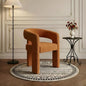 Modern Sherpa Barrel Dining Chair Upholstered Faux Fur Dining Room Chair by QUINJAY