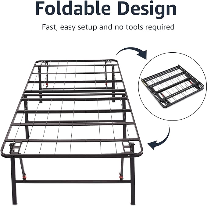 Amazon Basics Bed Frame with Storage, Foldable Metal Platform, Sturdy Steel - Image 6