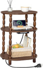 MaxSmeo Small Side Table with Charging Station, 3-Tier Small End Table with USB by MaxSmeo