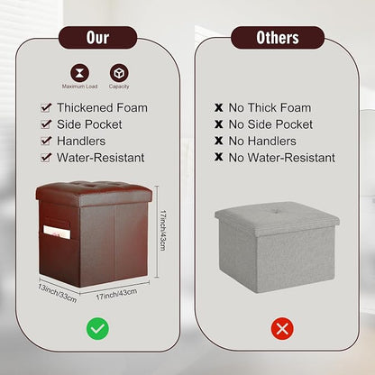Ottoman with Storage, Folding Foot Rest Stool with Thicker Foam Padded Seat. - Image 5