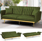 70” Velvet Futon Sofa Bed w/Adjustable Armrests & 2 Pillows, Convertible Futon by ACMEASE