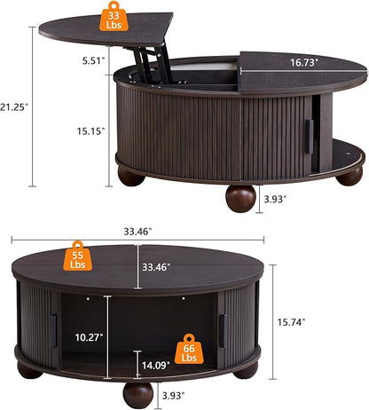 Round Lift Top Coffee Table - Image 2