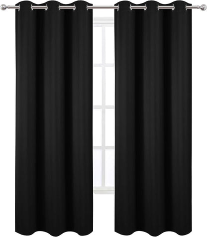 Black Thermal Blackout Curtains/42 x 95 Inch/Set of 2 Panels Room Darkening - Image 2