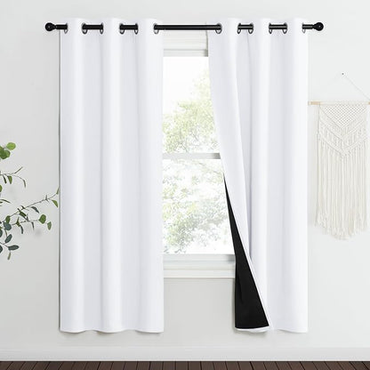 NICETOWN White Blackout Curtains 70 inches Long, 2 Pieces, Full Light Blocking - Image 2