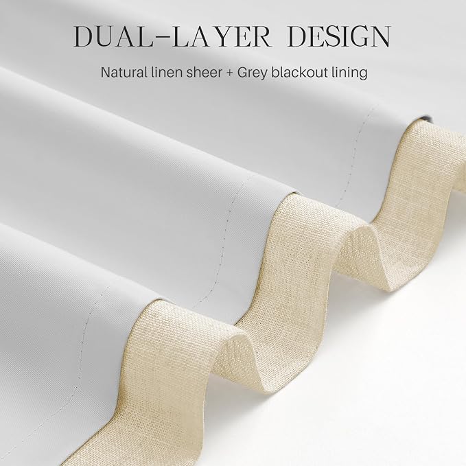 AUSSPVOCT Pinch Pleated 90 Inch Linen Curtains 100% Blackout - Image 6