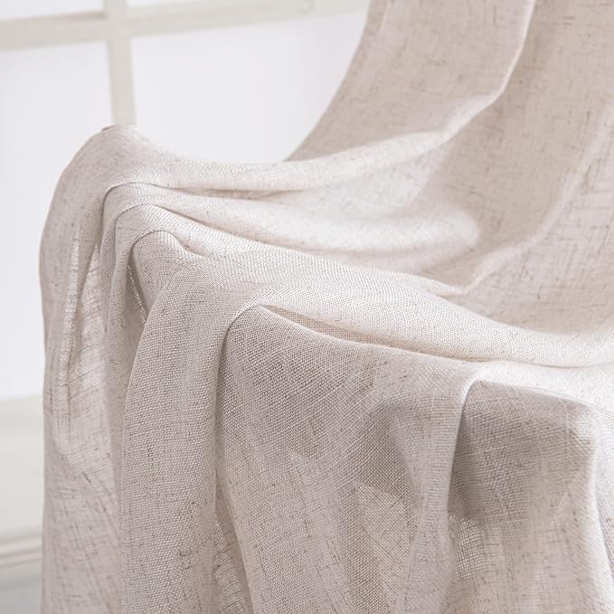 MIULEE White Linen Curtains 37x84 Inch Long - Image 6